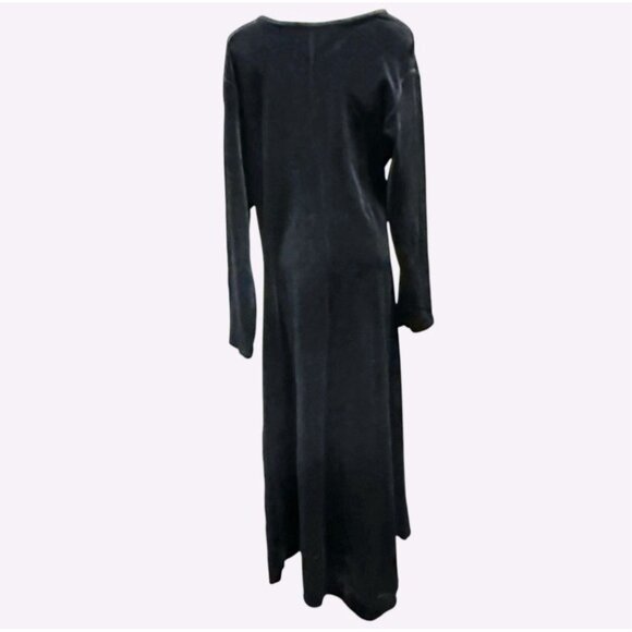 FLAX VTG 90s Y2K Velvet Black Maxi Dress Goth Jeanne Engelhart Womens Medium - Picture 5 of 10